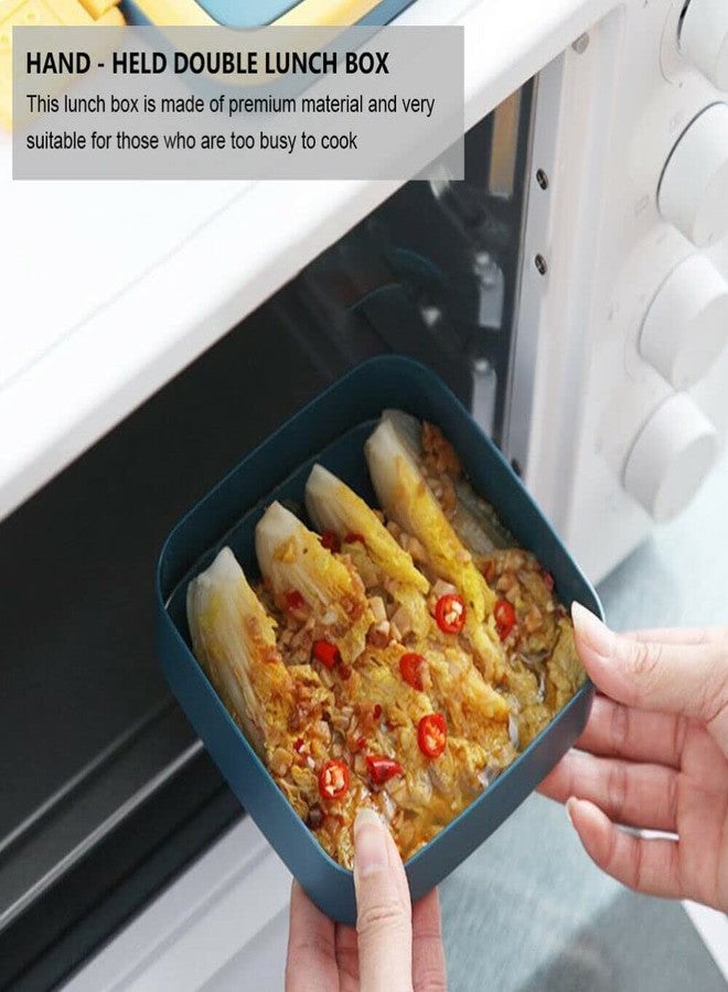 ويش كي علبة غداء WISHKEY مقاومة للحرارة في الميكروويف، ذات قسمين ومقبض للأطفال، علبة طعام ملونة بقفل ضغط مناسبة للبالغين في المكاتب، هدية عيد ميلاد لطلاب المدارس (عبوة من قطعة واحدة، متعددة الألوان) - Image 5